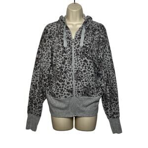 Athleta Printed Balance Hoodie Jacket Sweat Yoga Fitness Commute Gray Small